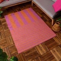 Furn. Deck Stripe Printed Indoor/Outdoor Rug Orange/Pink 120 X 170Cm, Orange