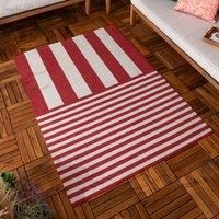 Furn. Deck Stripe Printed Indoor/Outdoor Rug White/Red 120 X 170Cm, White