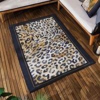 Paoletti Leopardis Leopard Printed Indoor Outdoor Rug Black Gold 120 X 170Cm, Black
