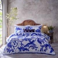 Paoletti Azzurro Cotton Duvet Cover Set Set Blue Super King Duvet Cover + 2 Standard Pillowcases