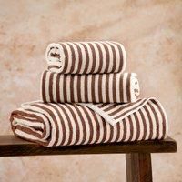 Yard Hebden Striped Cotton Bath Towel - Pecan - 70x130cm