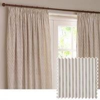 Yard Hebden Striped Cotton Pencil Pleat Curtain Pair Natural 168 X 229Cm, Cream