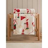 Duvet Day Elfie Throw – Festive Christmas Elf Fleece Blanket for Bed or Sofa (Cream/Mint - 130x150cm)