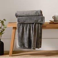 furn. Harrow Fleece Throw – Silky Soft Lightweight Flannel Blanket for Bed or Sofa (Charcoal - 140x180cm)