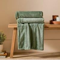 furn. Harrow Fleece Throw – Silky Soft Lightweight Flannel Blanket for Bed or Sofa (Sage - 140x180cm)