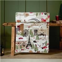furn. Joy To All Throw – Festive Winter Scene Soft Fleece Blanket (Cream - 140x180cm)