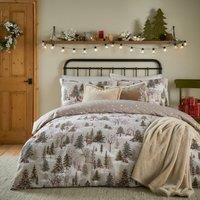 Furn. Forest Festivities Duvet Cover Set – Reversible Woodland Design Christmas Bedding (Natural - Super King)