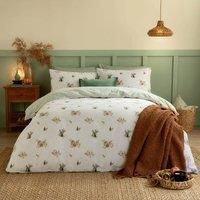Wylder Pumpkin Spice Duvet Cover Set – Reversible Brushed Cotton Autumnal Fall Design (White - Single)