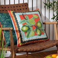 furn. Anemone Limes Printed Outdoor Polyester Filled Cushion - Multicolour - 45x45cm