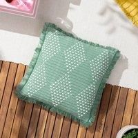 Furn. Kadie Outdoor and Indoor Woven 45cm x 45cm Filled Cushion Green