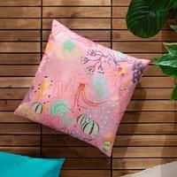 furn. Reef Printed Outdoor Polyester Filled Cushion - Pink - 45x45cm