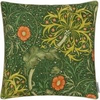 Morris & Co. Seaweed Printed Piped Outdoor 50cm x 50cm Filled Cushion Forest Green