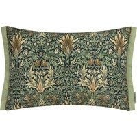 Morris & Co. Snakeshead Printed Outdoor 40cm x 60cm Filled Boudoir Indigo Leaf Green
