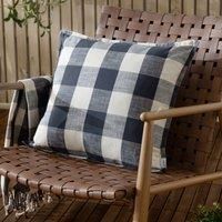 Yard Chesil Check 100% Cotton Outdoor Polyester Filled Cushion - Navy - 50x50cm