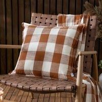 Yard Chesil Check 100% Cotton Outdoor Polyester Filled Cushion - Pecan - 50x50cm