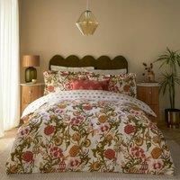 Seventy Three Ishana Floral Cotton Rich Duvet Cover Set, Russet