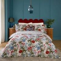 Hush Seventy Three Ishana Reversible Floral King Duvet Cover Set Red Currant French Blue, Blue