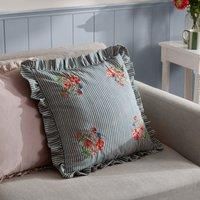 Wylder Martha Embroidered Ruffle Cushion Cover - Blue - 50x50cm