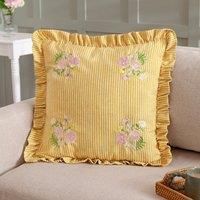 Wylder Martha Embroidered Ruffle Cushion Cover - Yellow - 50x50cm