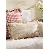 furn. Les Fleurs Embroidered Ruffle Polyester Filled Cushion - Daises - 30x50cm