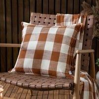 Yard Chesil Check 100% Cotton Outdoor Cushion Cover - Pecan - 50x50cm