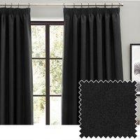 furn. Furn. Dawn Blackout Pencil Pleat Curtain Pair Black 229 X 137Cm, Black