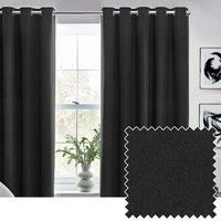 furn. Furn. Dawn Textured Blackout Eyelet Curtain Pair Black 229 X 183Cm, Black