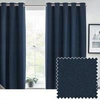 furn. Furn. Dawn Textured Blackout Eyelet Curtain Pair Midnight 229 X 229Cm, Blue