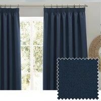 furn. Furn. Dawn Blackout Pencil Pleat Curtain Pair Midnight 229 X 229Cm, Blue