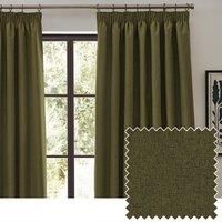 furn. Furn. Dawn Blackout Pencil Pleat Curtain Pair Olive 229 X 137Cm, Green