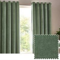Yard Heavy Chenille Velvet Eyelet Curtain Pair Eucalyptus 168 X 229Cm, Green