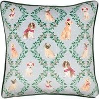 Evans Lichfield Christmas Dog Friends Printed Velvet Cushion