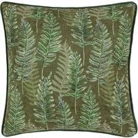 Wylder Kielder Forest Fern Khaki Printed Velvet Cushion