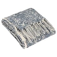 Paoletti Durelle Cottotn Tasselled Throw, Delph Blue, 130 x 170cm