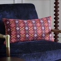 Paoletti Seventy Three Laurel Embroidered Velvet 30cm x 60cm Filled Boudoir Ruby Gold