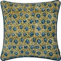 Chedworth Piped Velvet Filled Cushion 50cm x 50cm Lemon True Blue