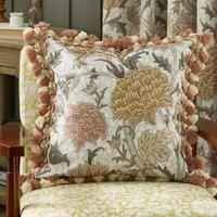 Morris & Co. Cray Tasselled Printed Velvet 55cm x 55cm Filled Cushion Stone Clay