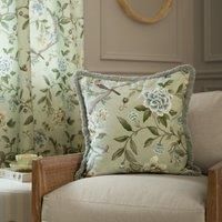 Sanderson Porcelain Garden Printed Chenille 50cm x 50cm Filled Cushion Sage