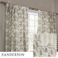 Sanderson Chinese Lanterns Embroidered Ready Made Pencil Pleat Curtains Linen