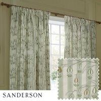 Sanderson Chinese Lanterns Embroidered Ready Made Pencil Pleat Curtains Sage