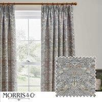Morris & Co. Strawberry Thief Jacquard Floral Ready Made Pencil Pleat Curtains Biscuit