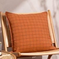 Yard Linen Grid Check Polyester Filled Cushion