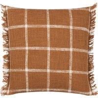 Yard Beni Check Fringed Polyester Filled Cushion