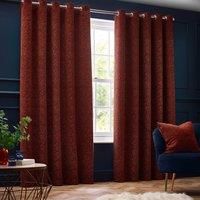 Paoletti Galaxy Chenille Eyelet Curtains - 2 Panels - Width x Drop - 169 x 137cm (66 x 54) - Copper