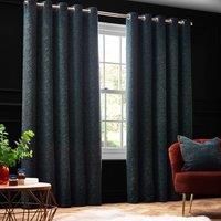 Paoletti Galaxy Chenille Eyelet Curtains - 2 Panels - Width x Drop - 169 x 137cm (66 x 54) - Emerald