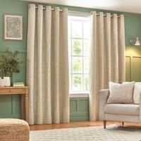 Grantley Jacquard Ready Made Eyelet Curtains Natural