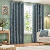 Wylder Grantley Jacquard Eyelet Curtains In Wedgewood 229 X 229Cm, Multi