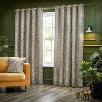 Wylder Tropics Bengal Chenille Eyelet Curtains - 2 Panels - Width x Drop - 229 x 137cm (90 x 54) - Linen