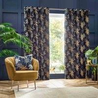 Wylder Galapagos Jacquard Eyelet Curtains In Navy 229 X 183Cm