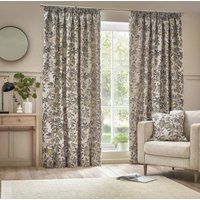 Wylder Pomegranate Floral Jacquard Pencil Pleat Curtains In Natural 229 X 137Cm